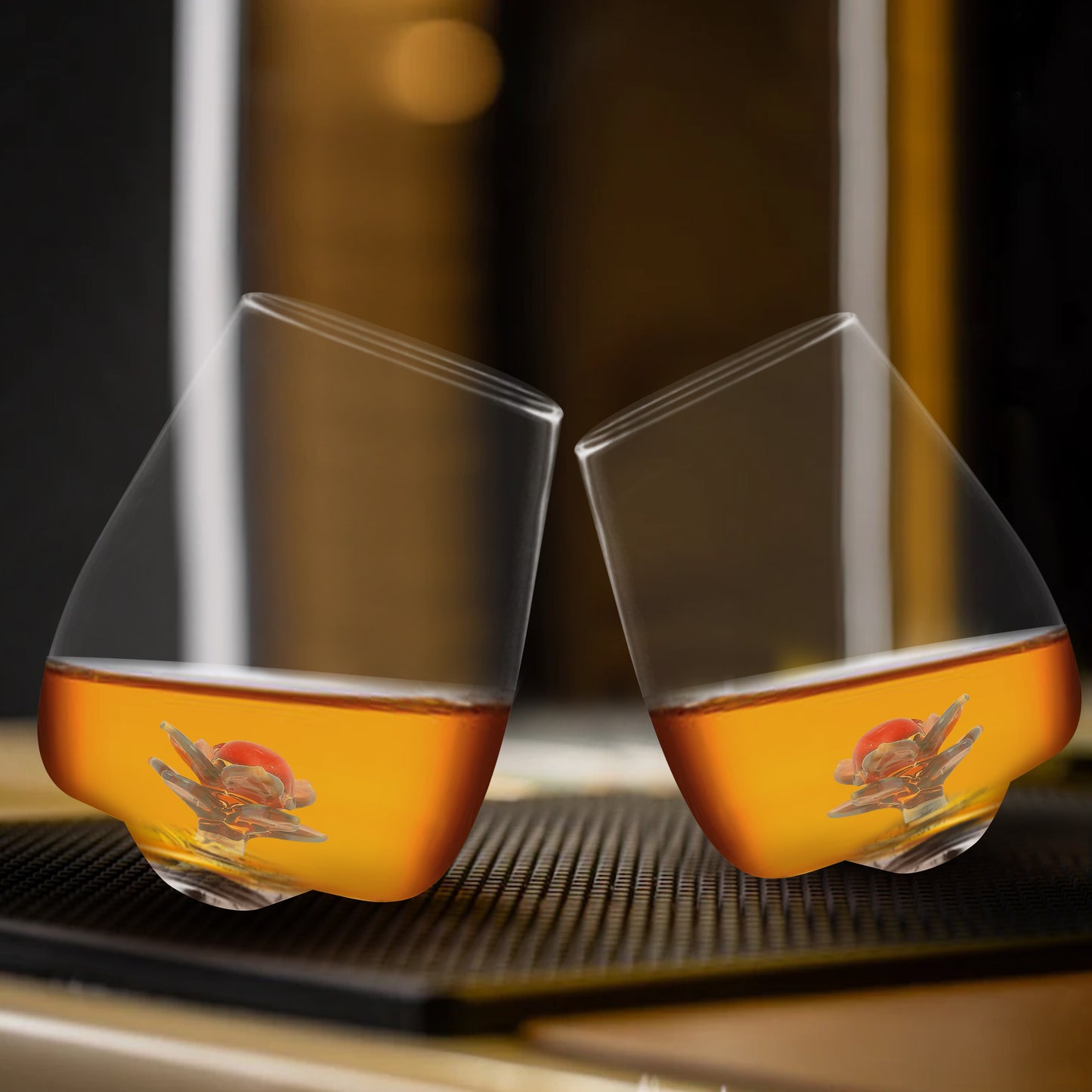 spinning stemless glasses