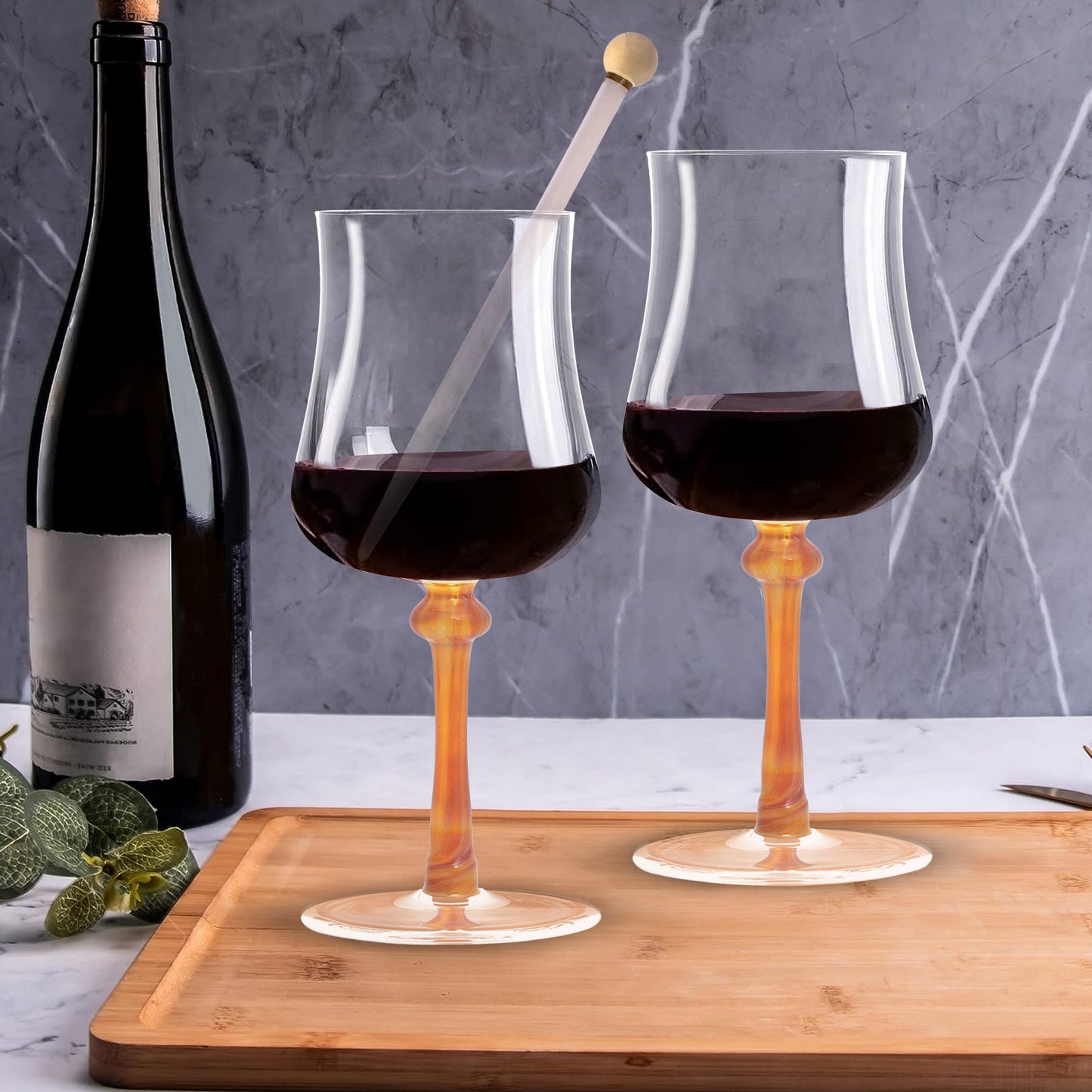 color shaded stem wine glass