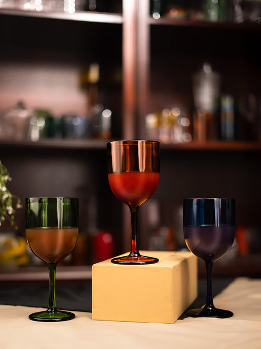 Stylish Prism Hue borosilicate wine goblet, 78mm diameter, 280ml capacity, featuring a sleek green-toned design