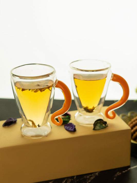 Borosilicate Double-Walled Cups with Curved Handles - Borotech