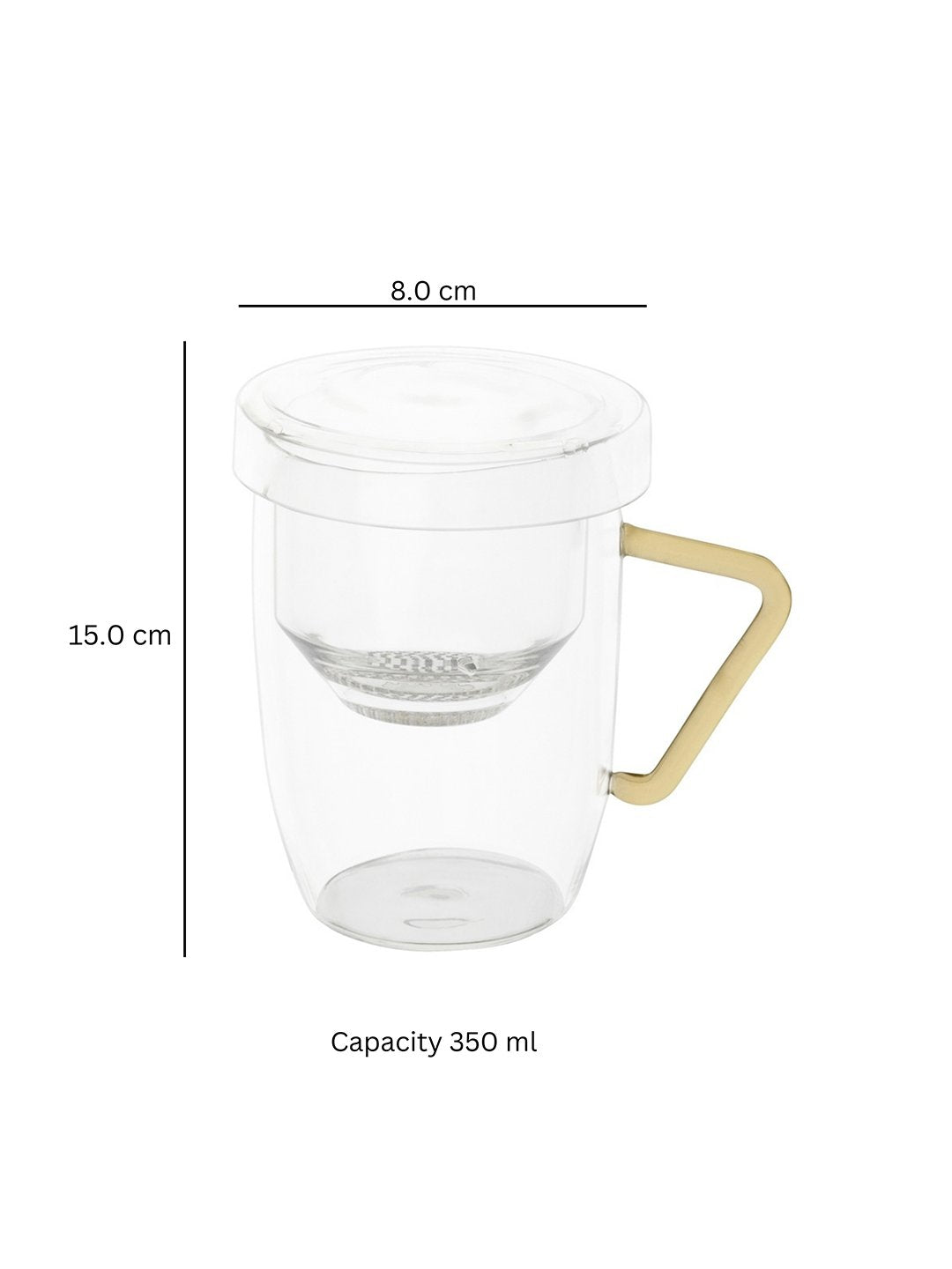 borosilicate Infusion Brew Tea Mug - Borotechheight : 105 mm diameter: 80 mm ml capacity : 350 ml2transparentG - 57A clear