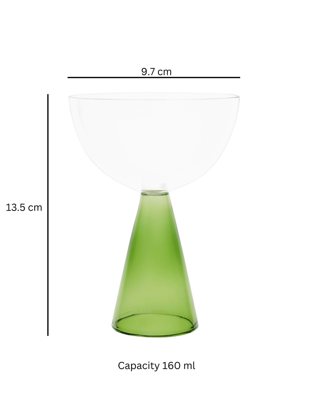 Pyramid Stem Cocktail Glasses - Borotechheight : 135 mm diameter: 97 mm ml capacity : 160 ml4Green