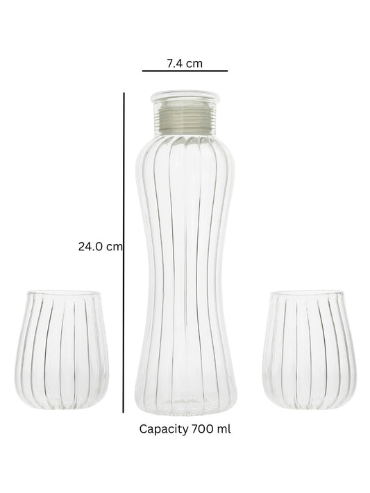 Ribbed Borosilicate Bottle and Glass Set - Borotech