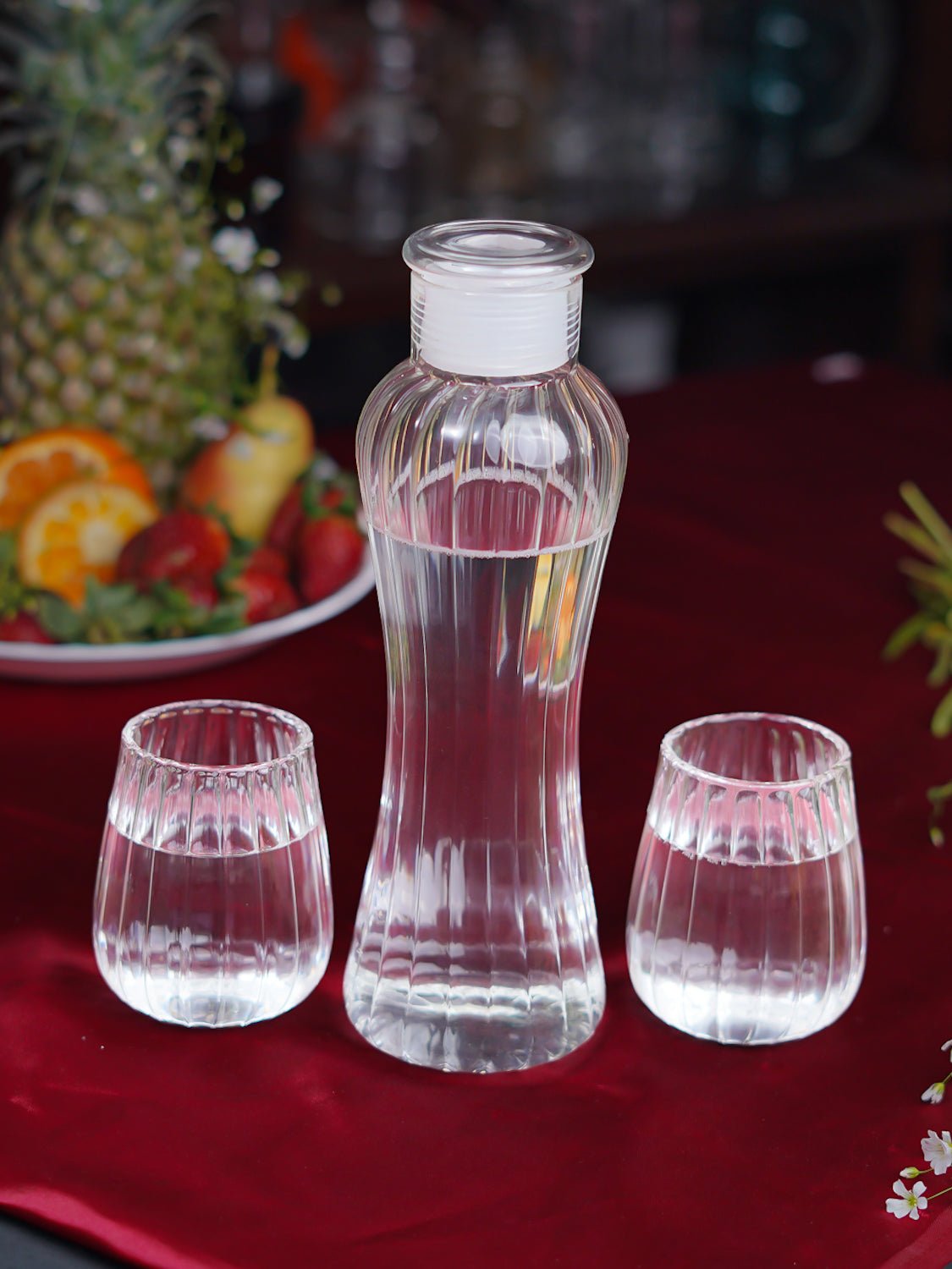 Ribbed Borosilicate Bottle and Glass Set - Borotech