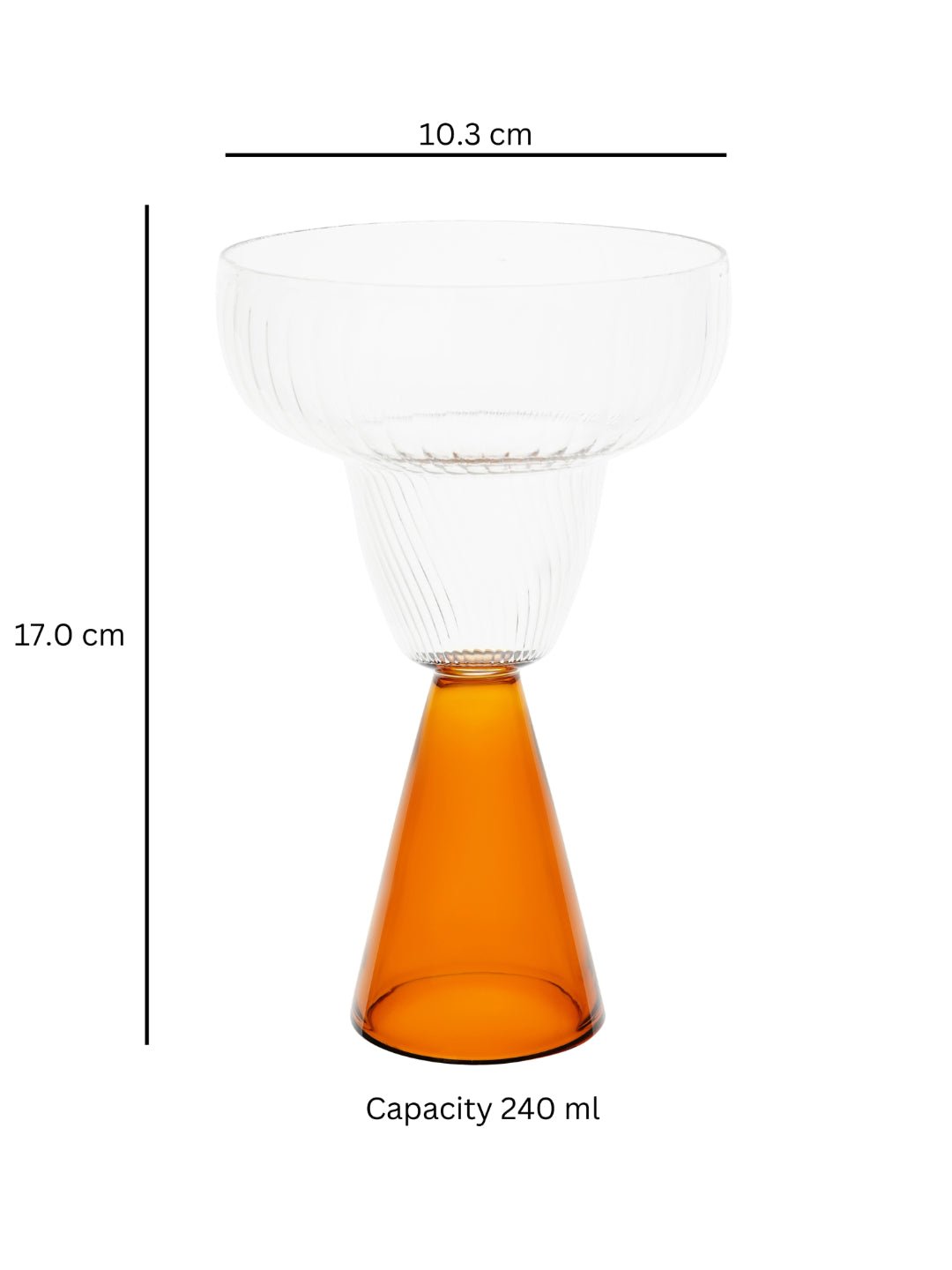 Ribbed Cocktail Glasses with Pyramid Base - Borotechheight : 170 mm diameter: 103 mm ml capacity : 240 ml4AmberG - 163B AMBER