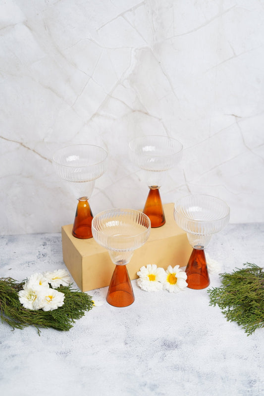 Ribbed Cocktail Glasses with Pyramid Base - Borotechheight : 170 mm diameter: 103 mm ml capacity : 240 ml4AmberG - 163B AMBER