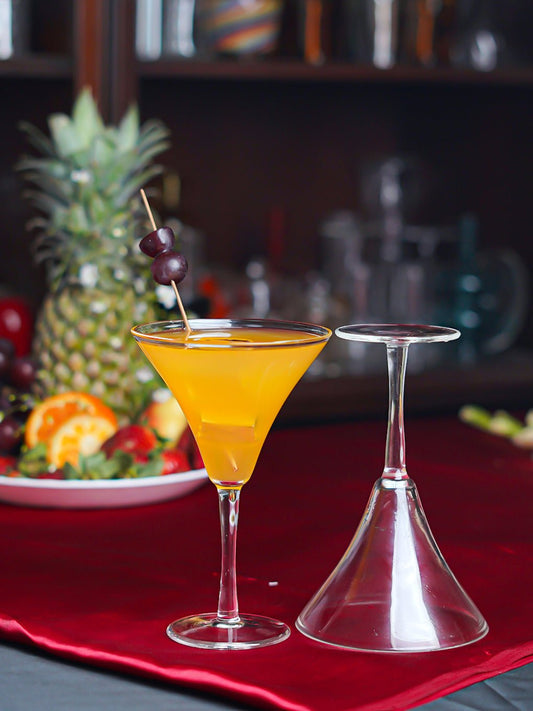 Stylish borosilicate martini glass, featuring a modern, durable design for sophisticated cocktail presentations.