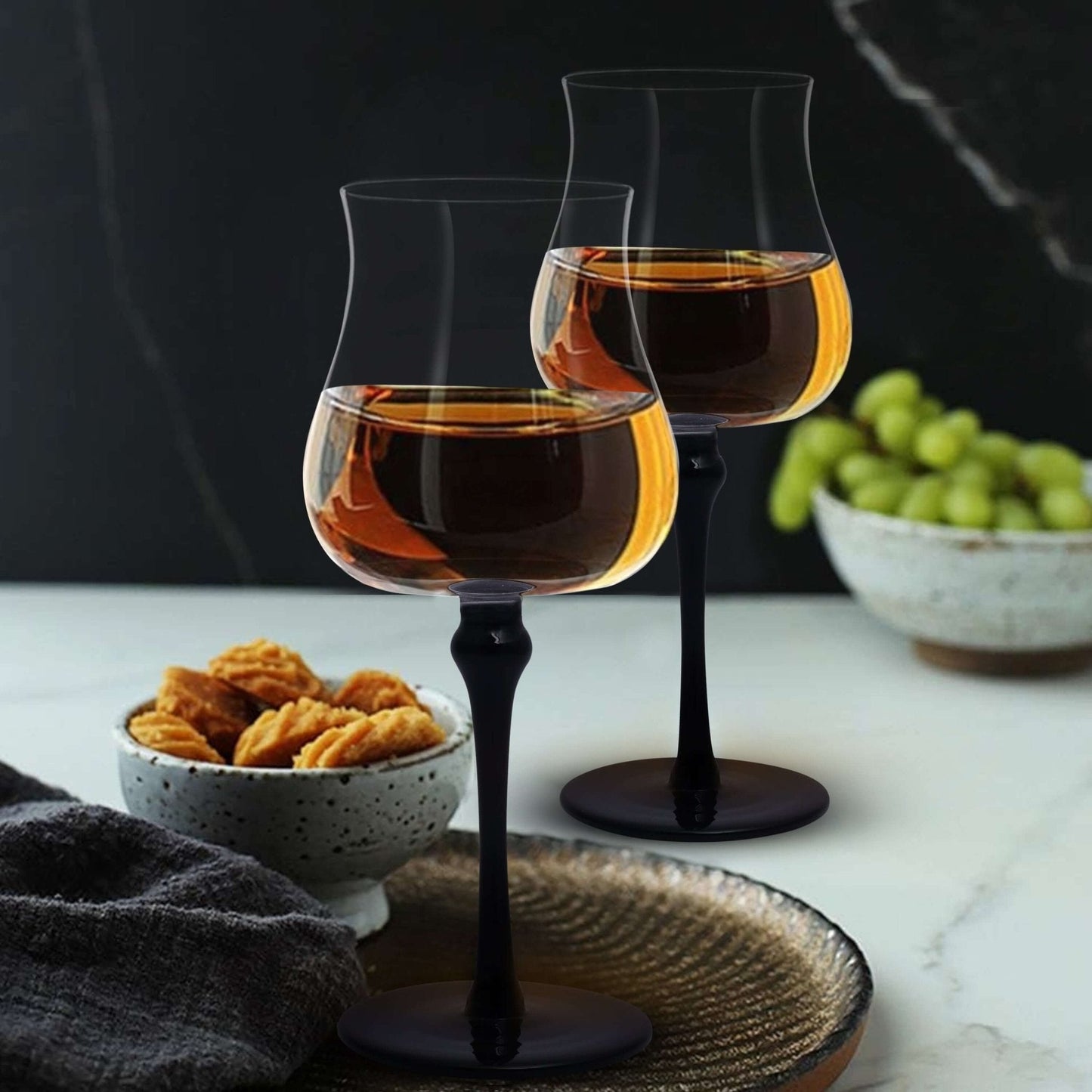Set of 4 Obsidian Stem Wine Glass Set – Luxe & Timeless - Borotech