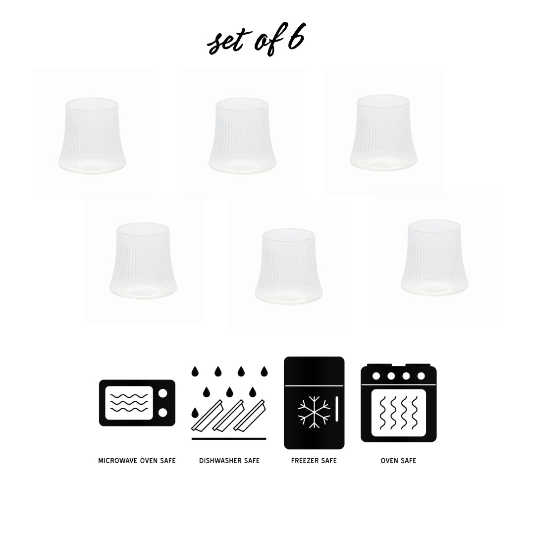 Set Of 6 BorosilicateRipple Cascade Whiskey Glass - Borotech
