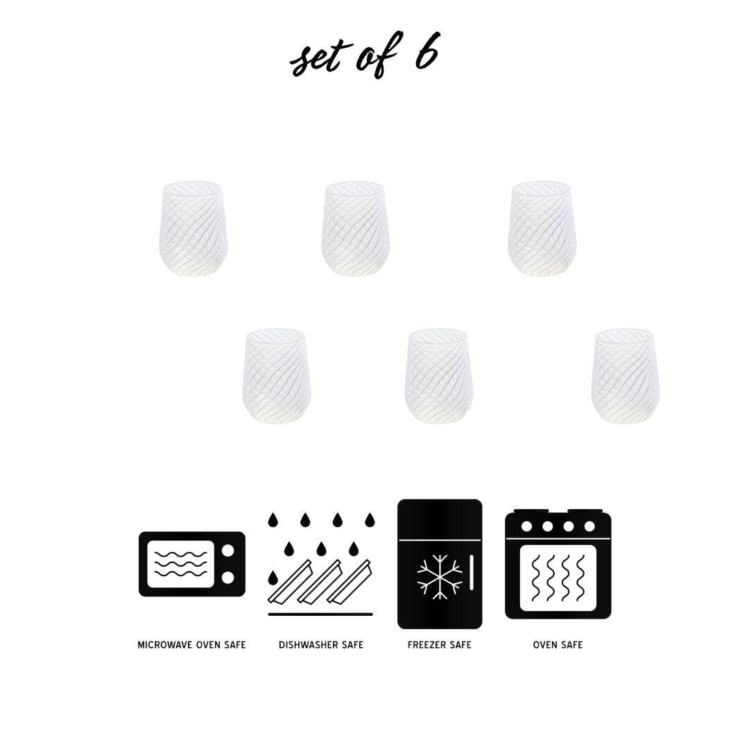 Swirl Aura Glass - Borotechheight : 105mm diameter:85mm ml capacity : 440 ml6TransparentG - 96B clear