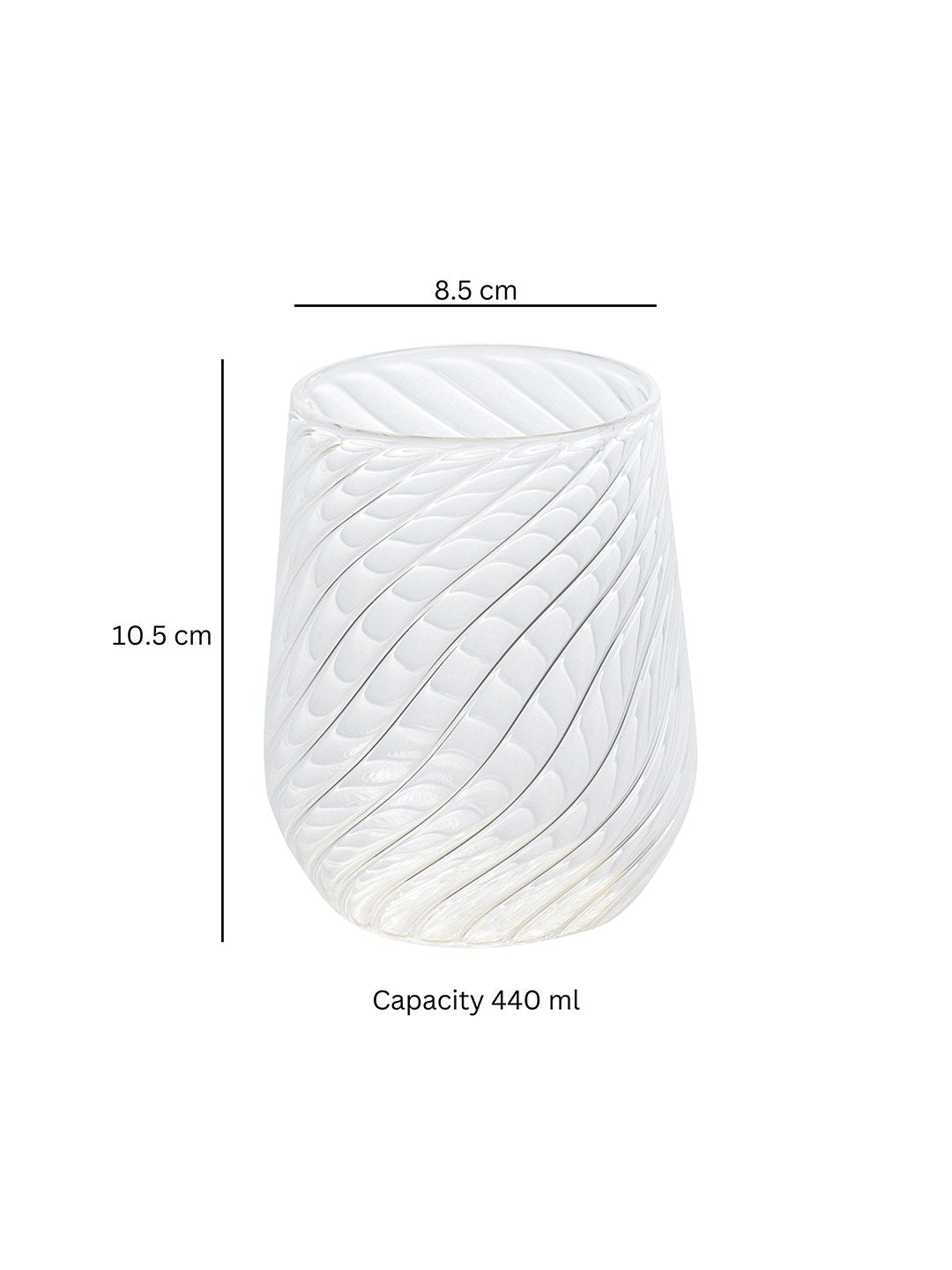 Swirl Aura Glass - Borotechheight : 105mm diameter:85mm ml capacity : 440 ml6TransparentG - 96B clear