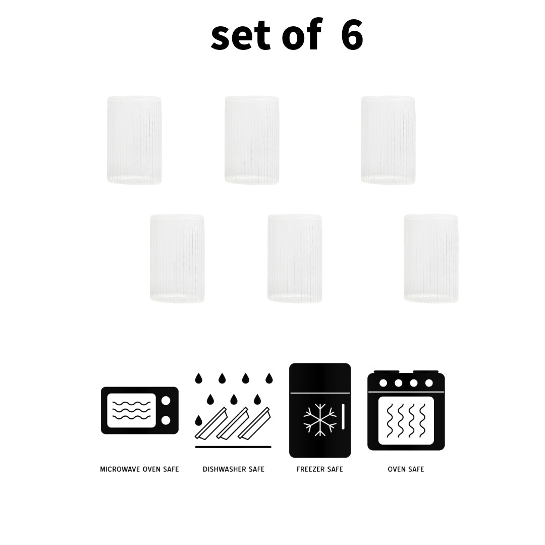 Thin Ribbed Clear Borosilicate Glasses - Borotech